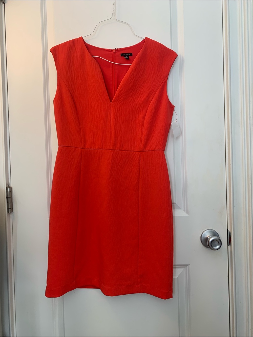 Ann Taylor Red V-Neck Sheath Dress 4